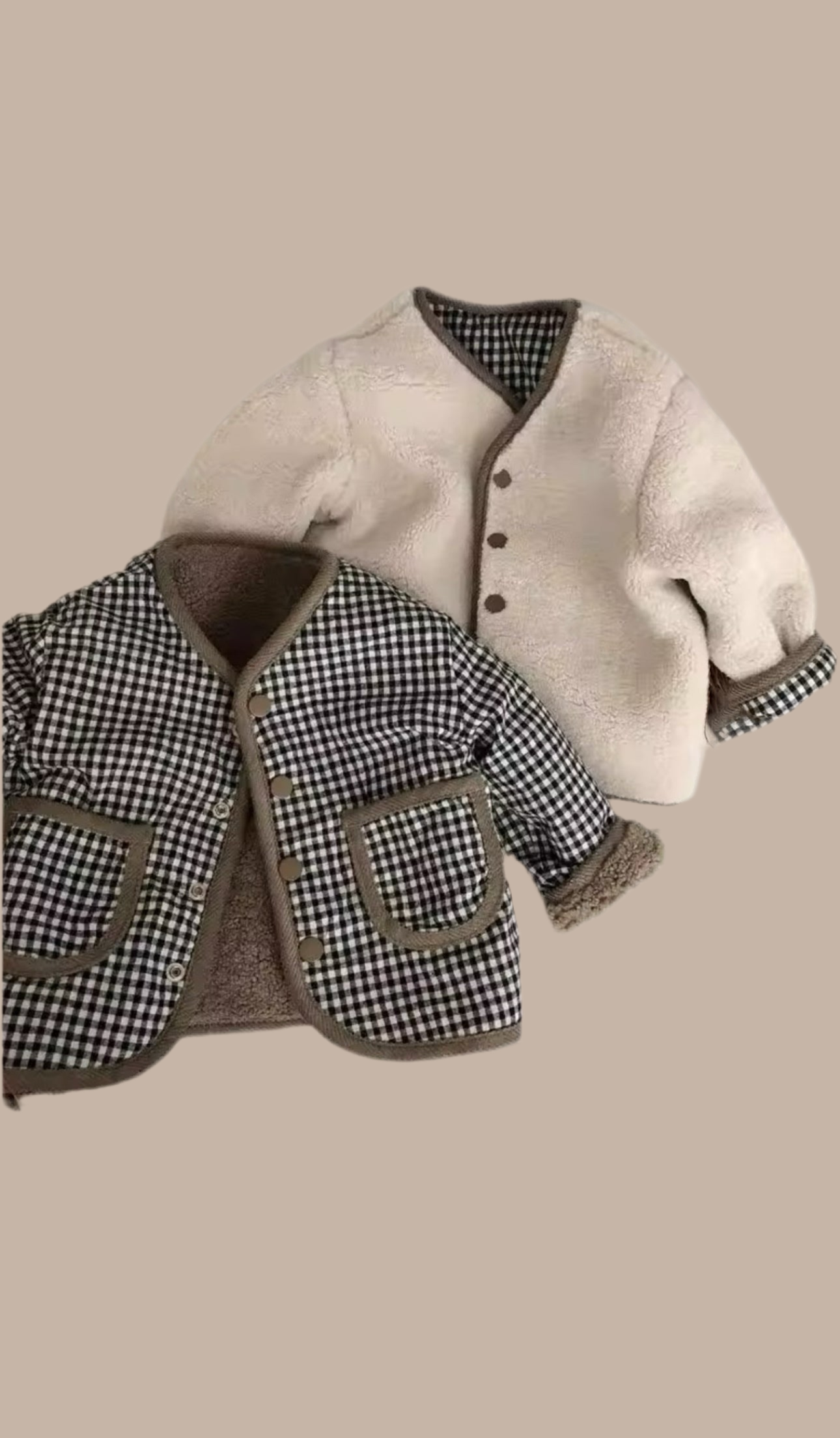 Reversible Gingham Jacket - Biscuit