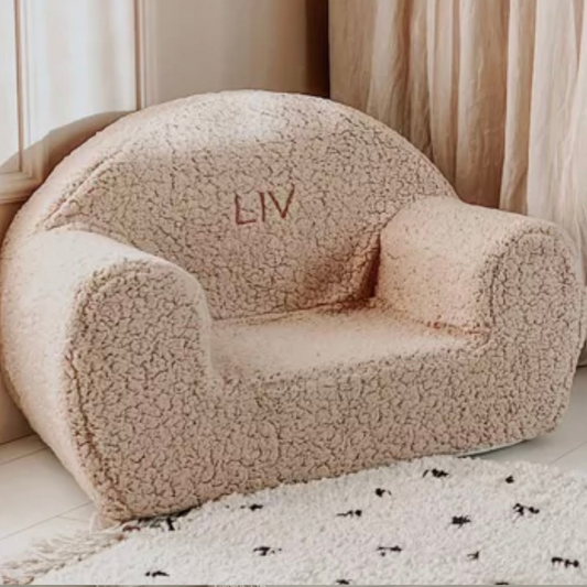 Personalised Boucle Toddler Armchair in Biscuit