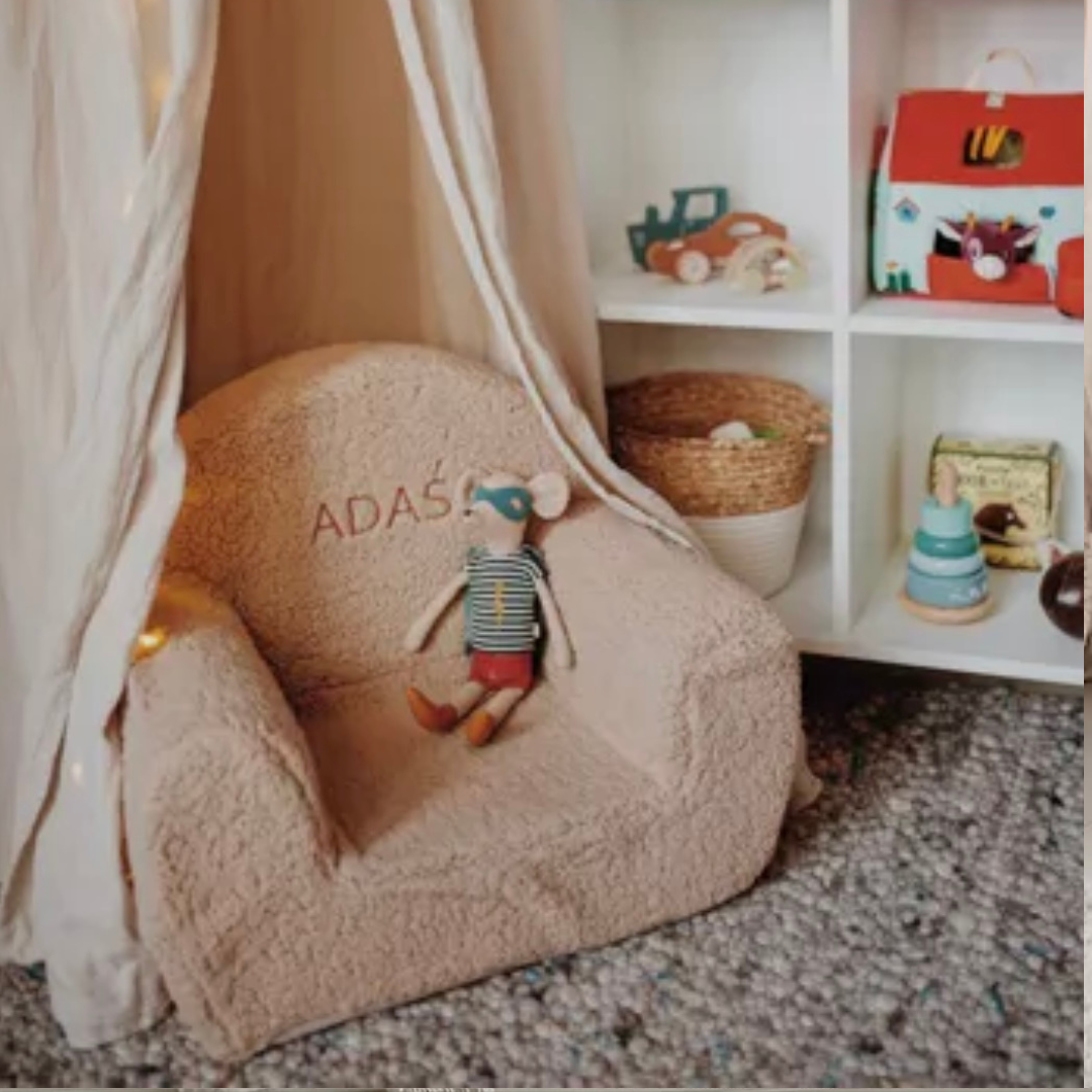 Personalised Boucle Toddler Armchair in Biscuit