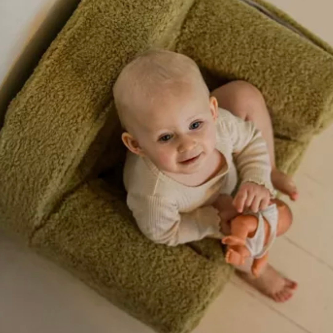 Personalised Boucle Toddler Armchair in Olive