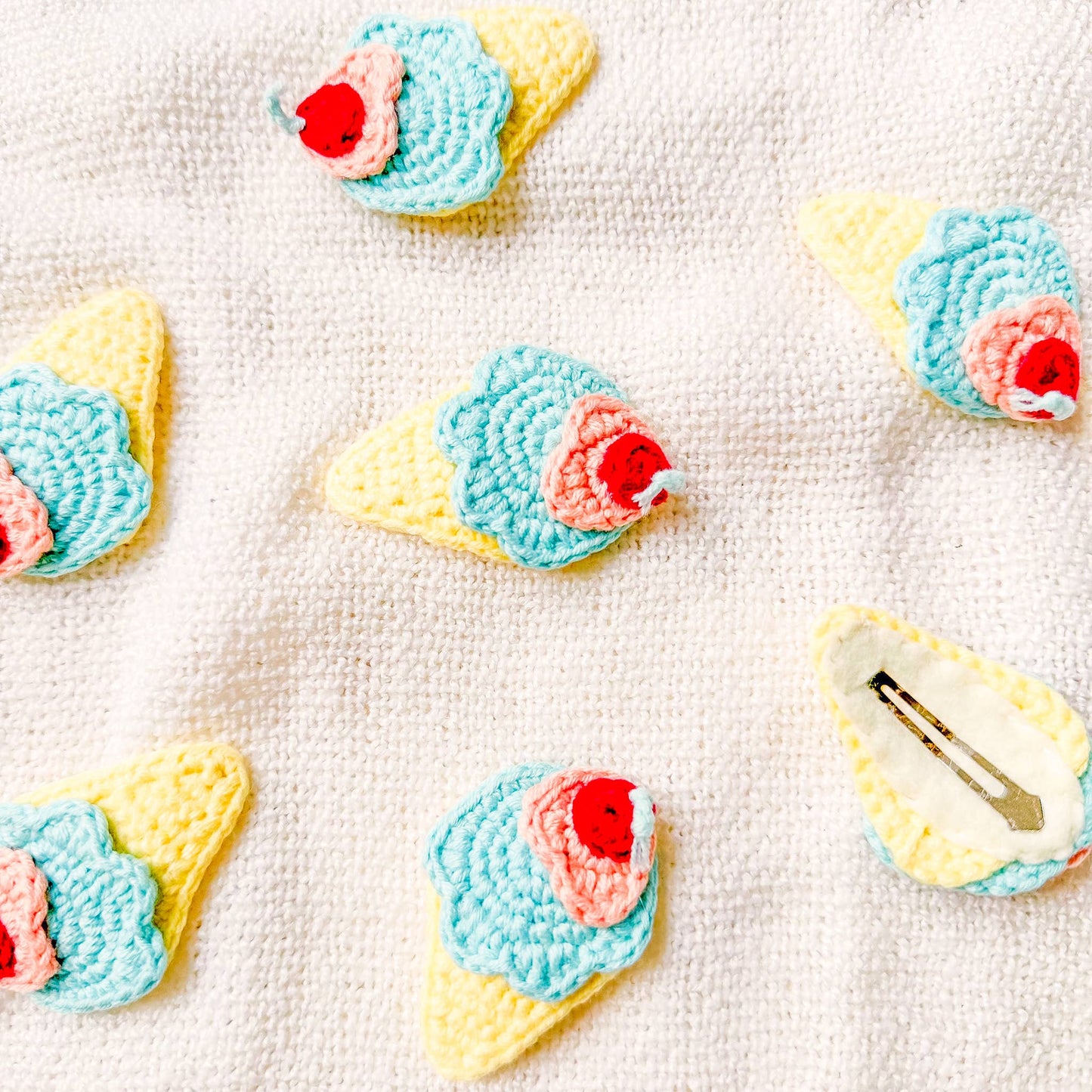 Ice Cream Crochet Hair Clips