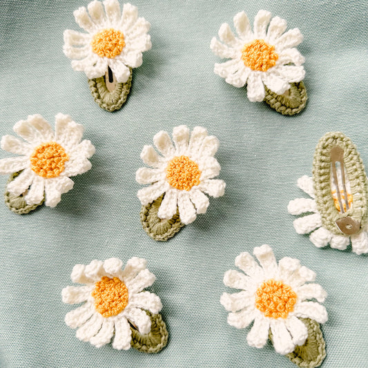 Daisy Crochet Hair Clips