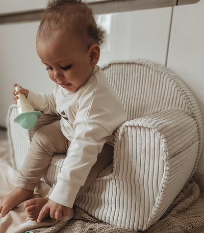 Corduroy Kids Chair- Milk White