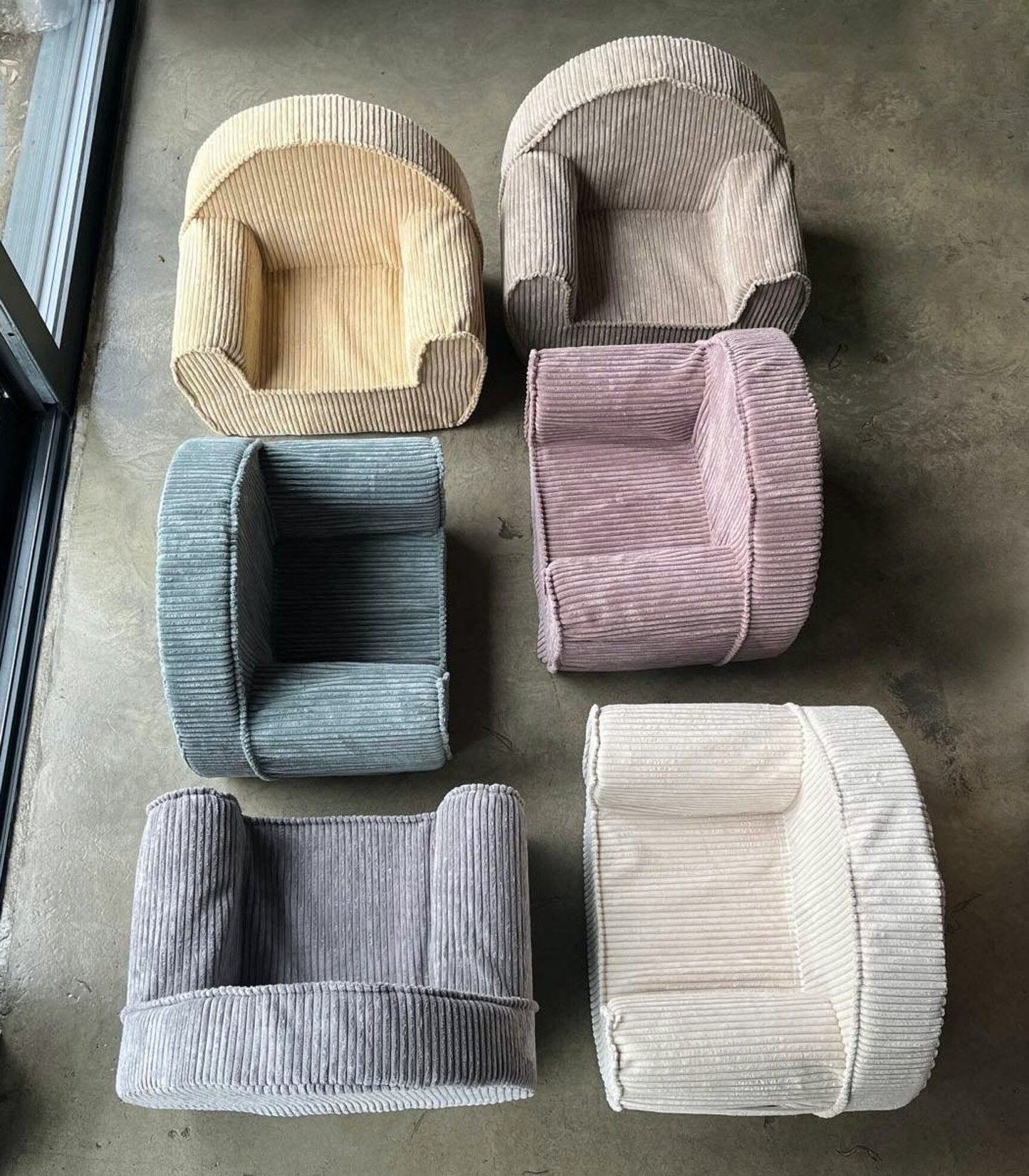 Corduroy Kids Chair- Blueberry Grey