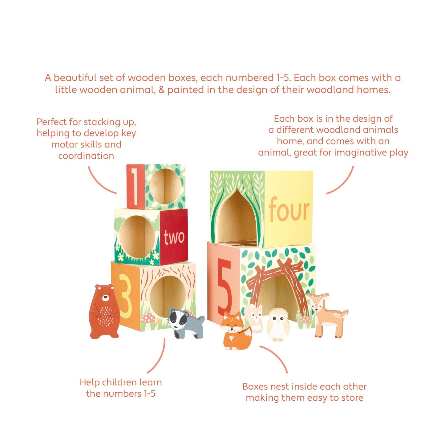 Woodland Wooden Stacking Cubes