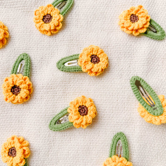 Sunflower Crochet Hair Clips