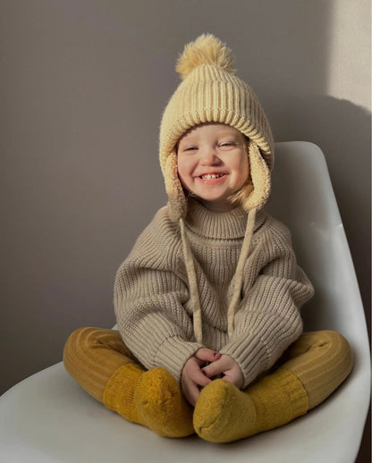 Pom Pom Beanie with Earflaps