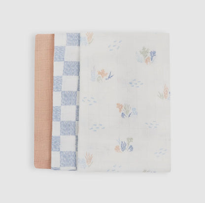 Organic Muslin Squares Set - Coastlines