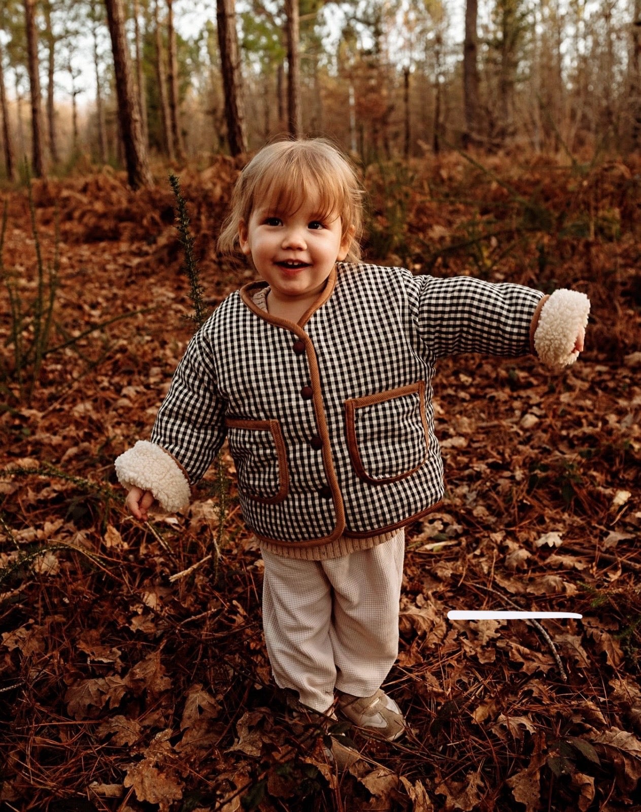 Reversible Gingham Jacket - Biscuit