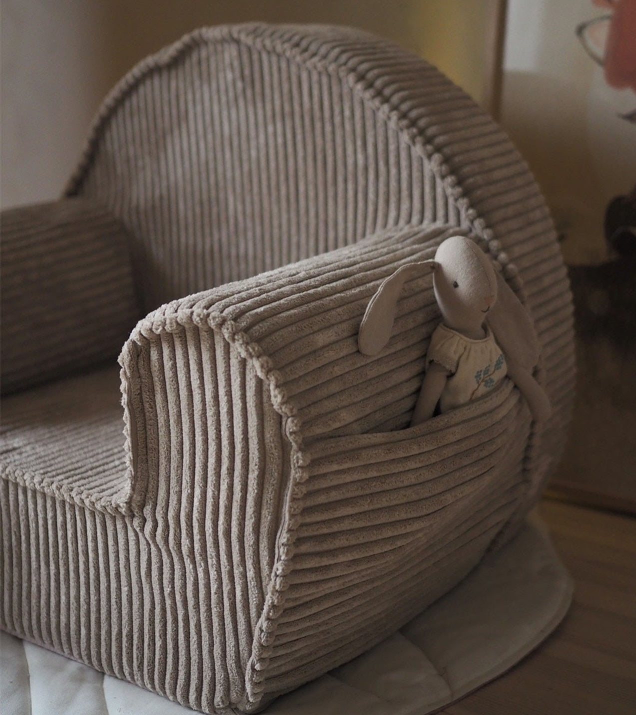 Corduroy Kids Chair- Soft Brown