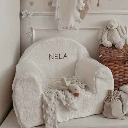 Personalised Boucle Toddler Armchair in Off White