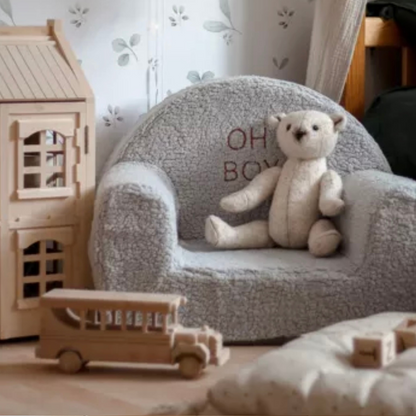 Personalised Boucle Toddler Armchair in Grey