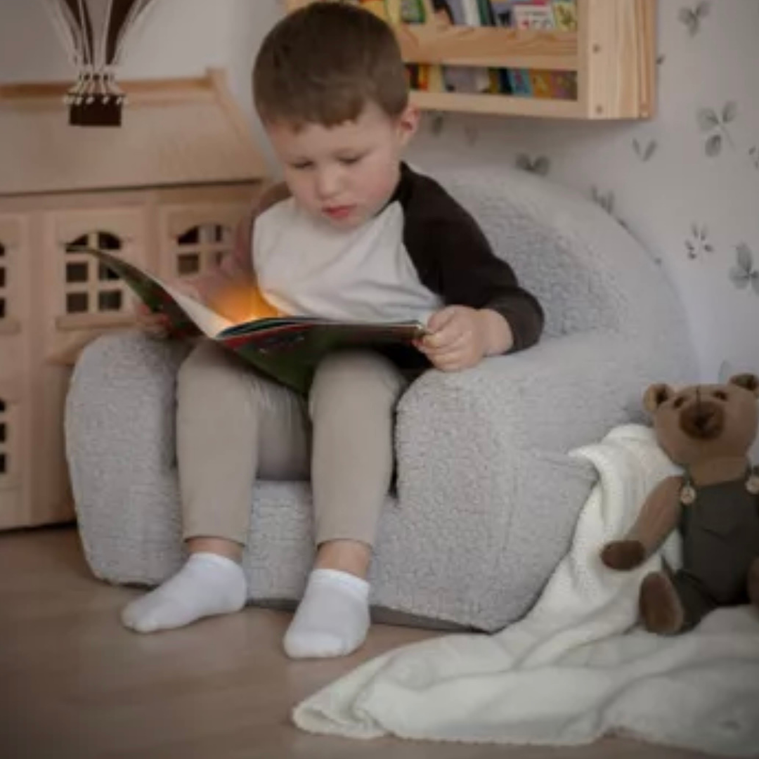 Personalised Boucle Toddler Armchair in Grey