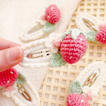 Strawberry 3D Crochet Hair Clips