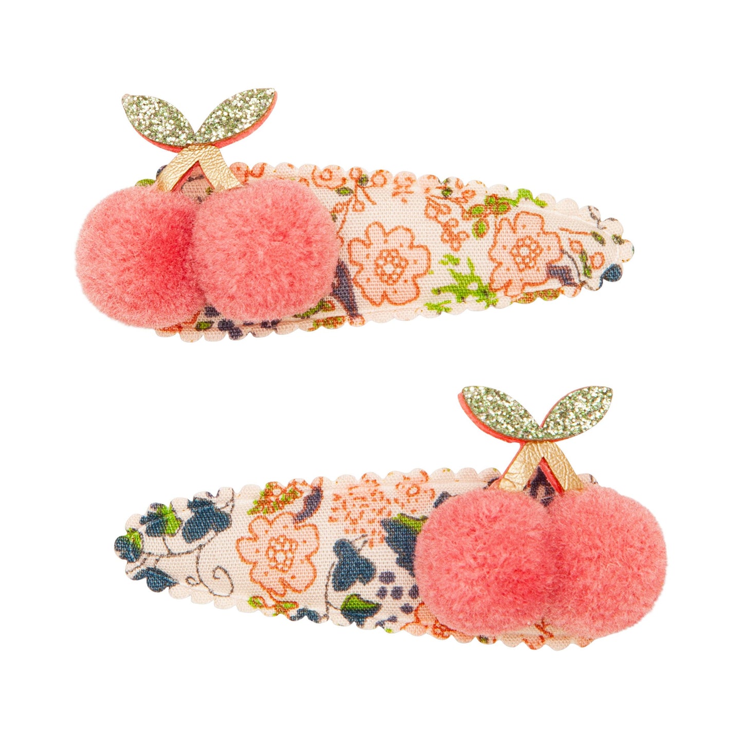 Floral Pom Pom & Cherry Clips