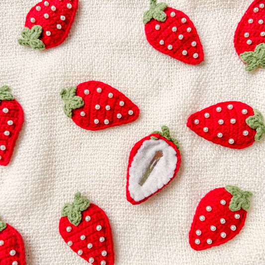 Strawberry Pearl Crochet Hair Clips