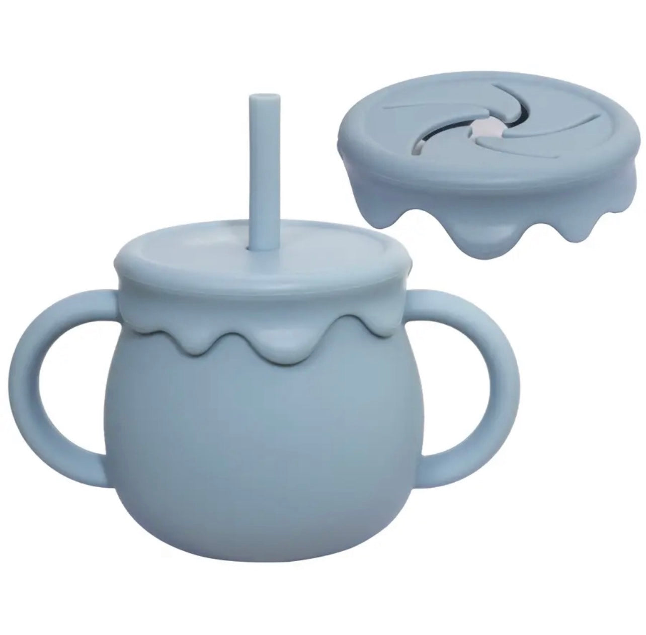 Toddler Cup, Silicone Sippy Cup with Straw, with Snack Lid, Honey Pot  Design