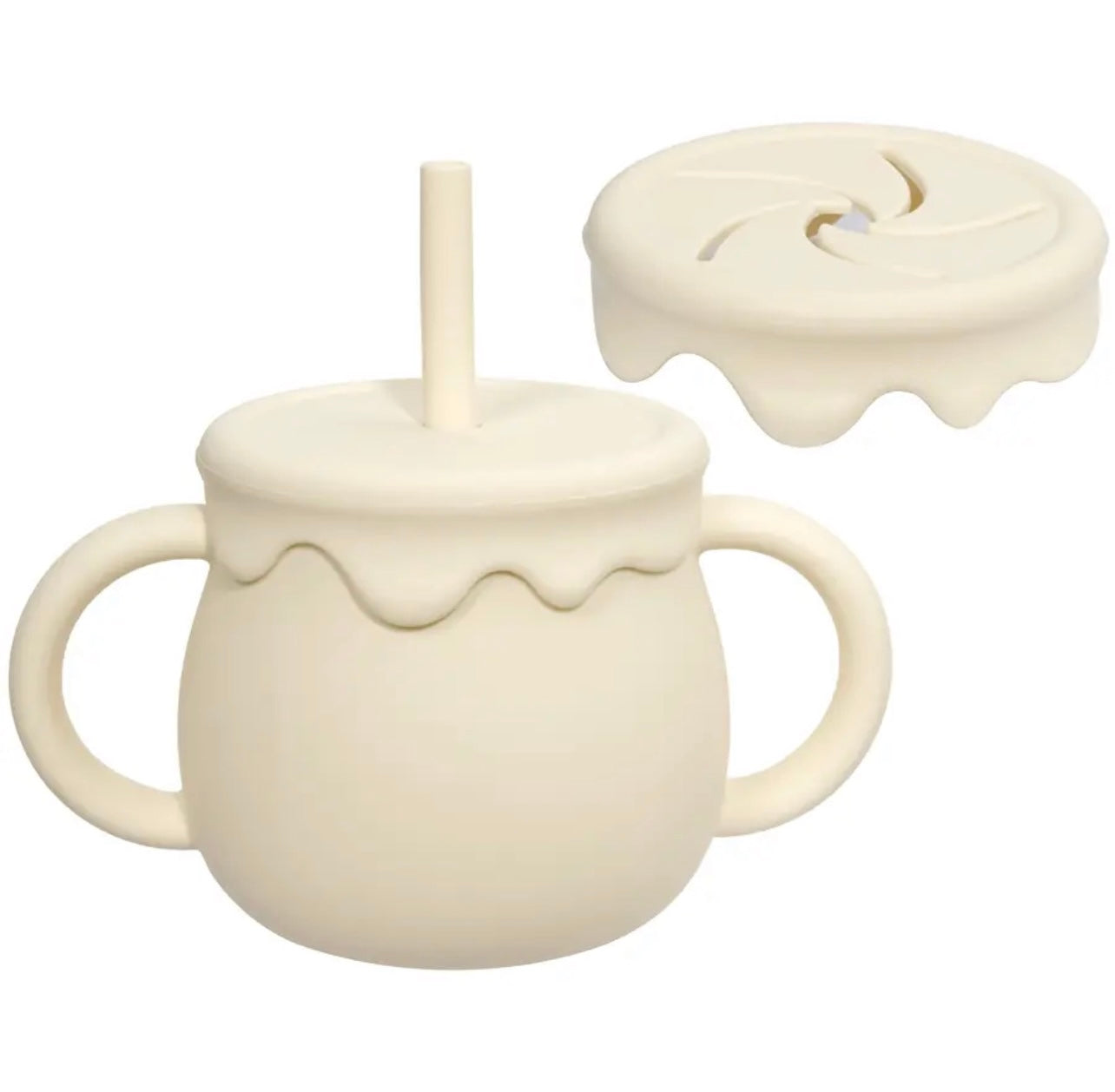 Toddler Cup, Silicone Sippy Cup with Straw, with Snack Lid, Honey Pot  Design